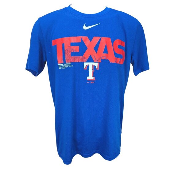 Texas Rangers Nike Dri-Fit Blue TShirt Mens Small - Picture 1 of 8